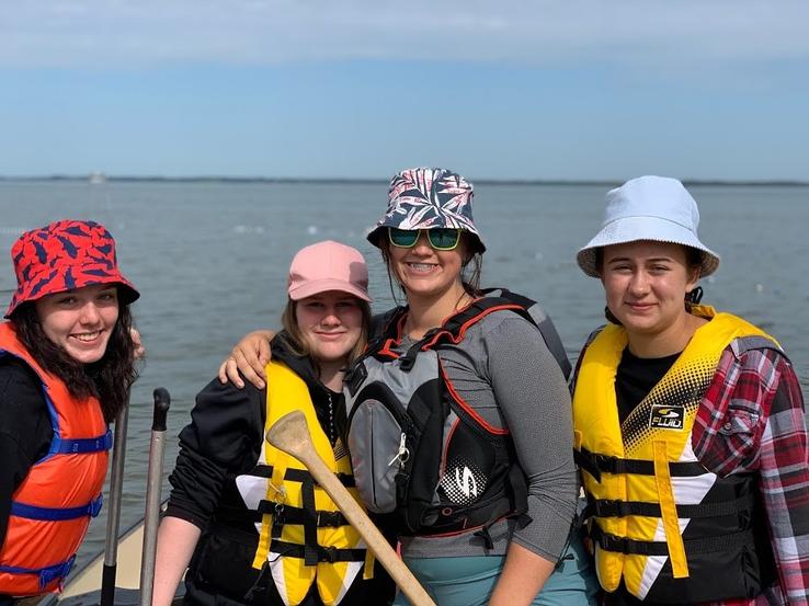 campers ready to canoe