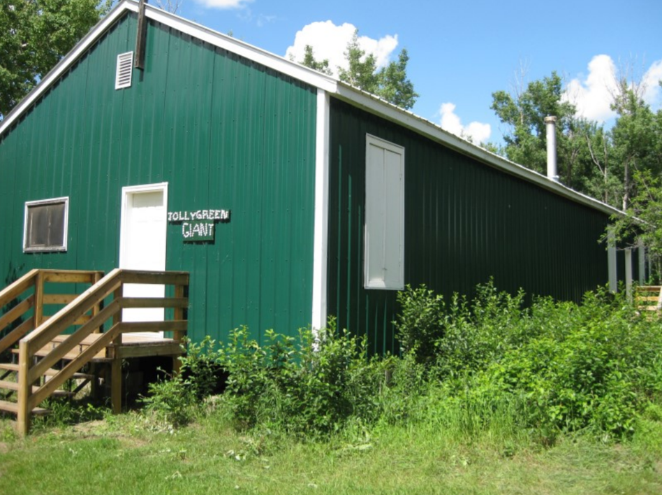 large green cabin